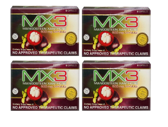 MX3  Mangosteen Pericarp Powder Supplement Capsule 500mg (4pcs) distributed by Sunrise