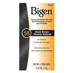 Bigen Permanent Powder Hair Color - 58 Black Brown - 0.21oz - Sunrise International Group
