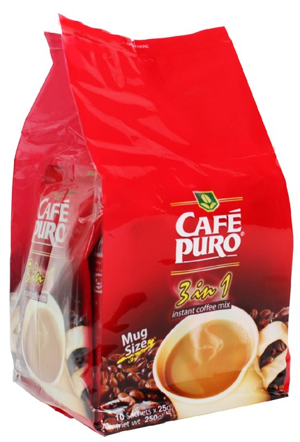 Cafe Puro 3 n 1 Coffee Mix 28g 10pcs - Sunrise International Group