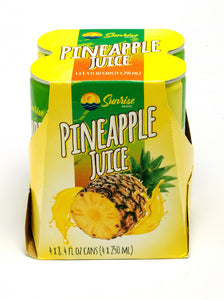 Sunrise Brand 100% Pineapple Juice 8.4oz, 4 cans - Sunrise International Group
