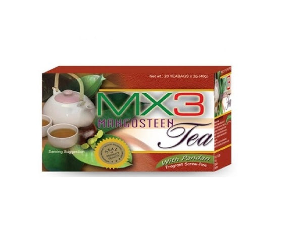 MX3 Mangosteen Tea with Pandan 20 Teabags distributed by Sunrise
