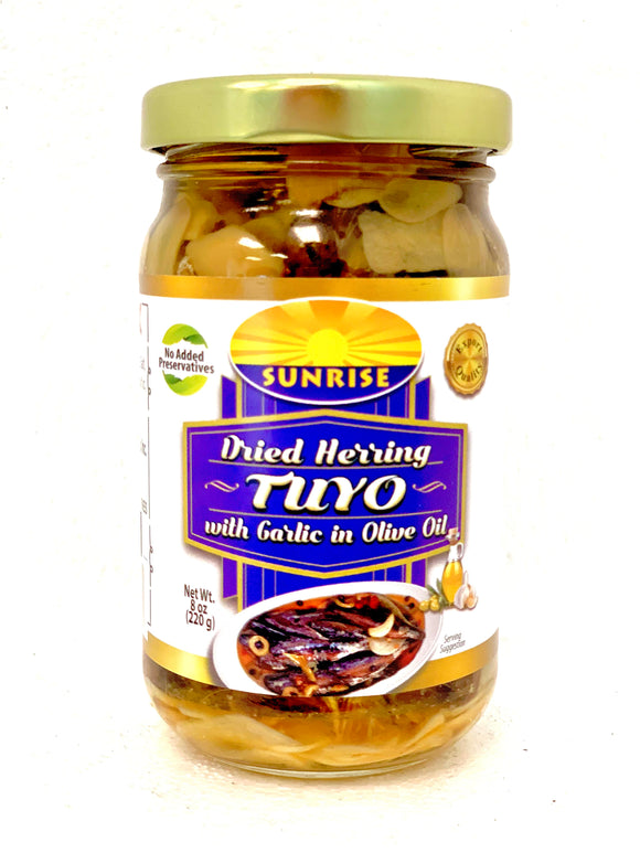 Sunrise Dried Herring Tuyo with Garlic in Olive Oil distributed by Sunrise
