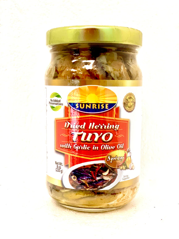 Sunrise Dried Herring Tuyo with Garlic in Olive Oil - Spicy distributed  distributed by Sunriseby Sunrise